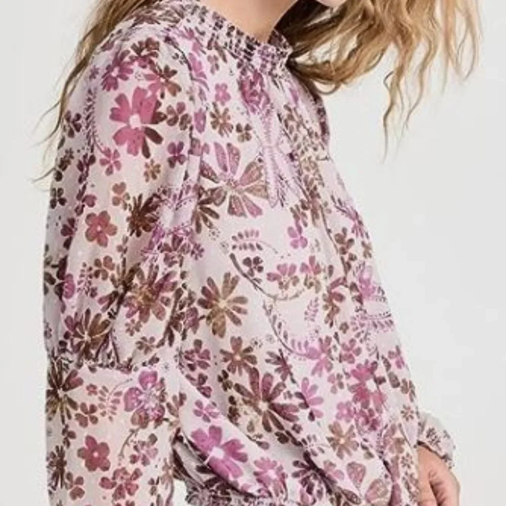 Free People Clarissa Lilac Grey Combo Top - Size XS NWT